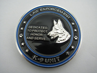 Law Enforcement - Blue/Black K-9 / K9 Unit Challenge Coin